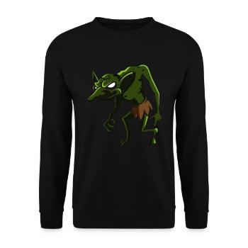 Fieser Kobold, geschenk troll fabelwesen mystisch - Unisex Pullover - Schwarz - Vorne - Alina (178cm) & Michal (187cm)