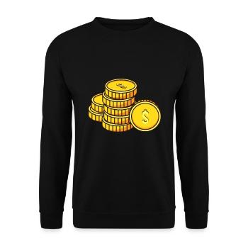 Coins gift, money wealth gold coins dollar - Unisex Sweatshirt - black - Front - Alina (178cm) & Michal (187cm)