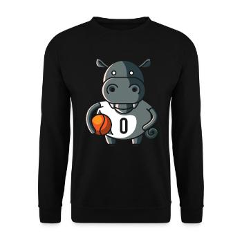 Nilpferd Basketball, geschenk ballsport slamdunk - Unisex Pullover - Schwarz - Vorne - Alina (178cm) & Michal (187cm)