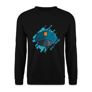 Polizei Mütze, geschenk polizist uniform kleidung - Unisex Pullover - Schwarz - Vorne - Alina (178cm) & Michal (187cm)