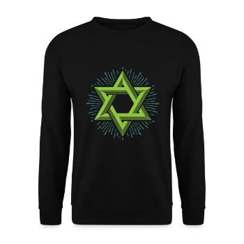 Davidstern, religion hexagramm judentum jude - Unisex Pullover - Schwarz - Vorne - Alina (178cm) & Michal (187cm)