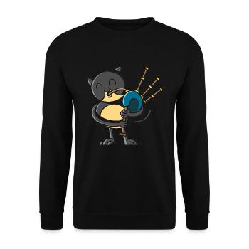 Chat écossais avec cornemuse, Ecosse - Sweat-shirt Unisexe - noir - Devant - Alina (178cm) & Michal (187cm)
