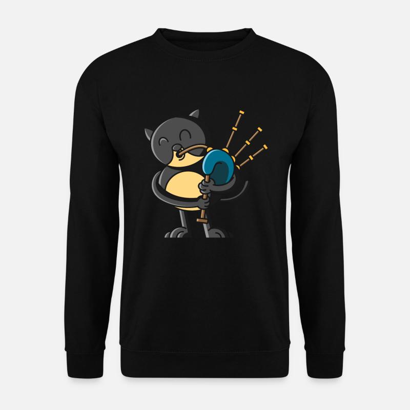Scottish cat with bagpipe, scotland - Unisex Sweatshirt - black