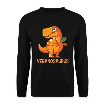 Veganosaurus orange, dinosaur dino vegan - Unisex Sweatshirt - black - Front - Alina (178cm) & Michal (187cm)