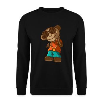 Hip Hop Affe, geschenk gangster gangsta rap rapper - Unisex Pullover - Schwarz - Vorne - Alina (178cm) & Michal (187cm)