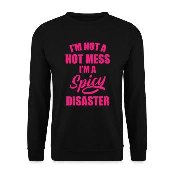 Spicy Disaster, messy funny funny - Unisex Sweatshirt - black - Front - Alina (178cm) & Michal (187cm)