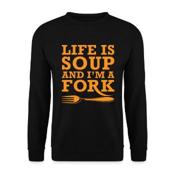 Life Is Soup, irony satire irony funny - Unisex Sweatshirt - black - Front - Alina (178cm) & Michal (187cm)