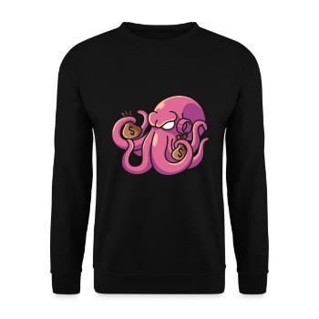 Oktopus Geld, reichtum tintenfisch reich kraken - Unisex Pullover - Schwarz - Vorne - Alina (178cm) & Michal (187cm)