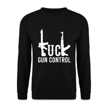 Fuck Gun Control, weapons machine gun - Unisex Sweatshirt - black - Front - Alina (178cm) & Michal (187cm)