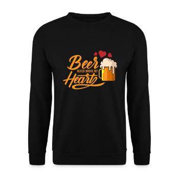 Beer never broke my heart, gift beer drink - Unisex Sweatshirt - black - Front - Alina (178cm) & Michal (187cm)