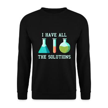 J'ai les solutions, blague de laboratoire de travail chimie - Sweat-shirt Unisexe - noir - Devant - Alina (178cm) & Michal (187cm)