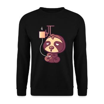 Sloth with a coffee drip - Unisex Sweatshirt - black - Front - Alina (178cm) & Michal (187cm)