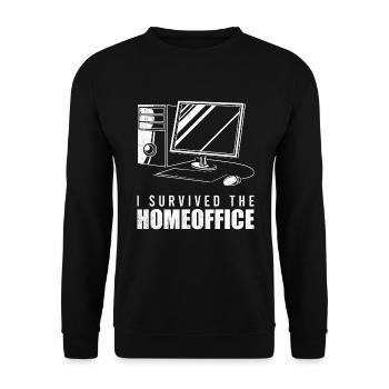 I Survived The Home Office - Unisex Sweatshirt - black - Front - Alina (178cm) & Michal (187cm)