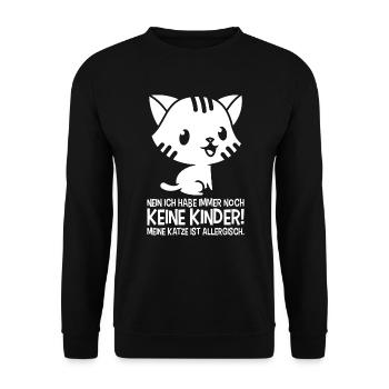 Keine Kinder - Katze ist allergisch - Unisex Pullover - Schwarz - Vorne - Alina (178cm) & Michal (187cm)