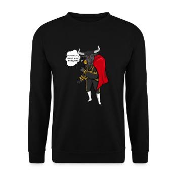 Stier gegen Stierkampf, torero tierschutz geschenk - Unisex Pullover - Schwarz - Vorne - Alina (178cm) & Michal (187cm)