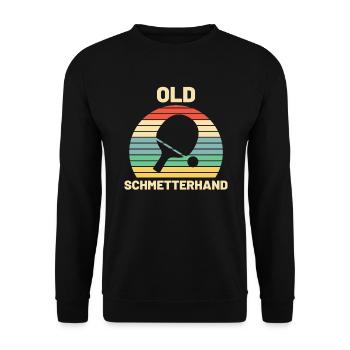 Old Schmetterhand Tischtennis Geschenk - Unisex Pullover - Schwarz - Vorne - Alina (178cm) & Michal (187cm)