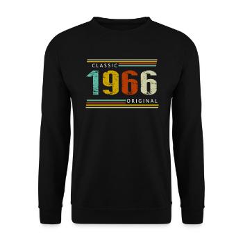 Geburtstag, Classique de 1966 Original, Rétro - Sweat-shirt Unisexe - noir - Devant - Alina (178cm) & Michal (187cm)