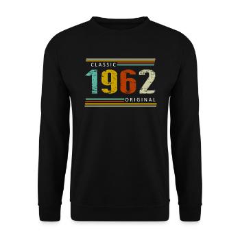 Geburtstag, Classique de 1962 Original, Rétro - Sweat-shirt Unisexe - noir - Devant - Alina (178cm) & Michal (187cm)