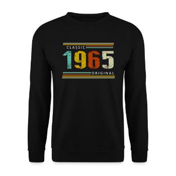 Geburtstag, Classique de 1965 Original, Rétro - Sweat-shirt Unisexe - noir - Devant - Alina (178cm) & Michal (187cm)