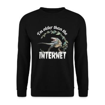 I’m older than the Internet + Dinosaur retro - Unisex Pullover - Schwarz - Vorne - Alina (178cm) & Michal (187cm)