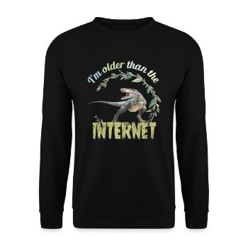 I’m older than the Internet + Dinosaur retro - Unisex Pullover - Schwarz - Vorne - Alina (178cm) & Michal (187cm)