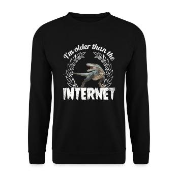 I’m older than the Internet + Dinosaur retro - Unisex Pullover - Schwarz - Vorne - Alina (178cm) & Michal (187cm)