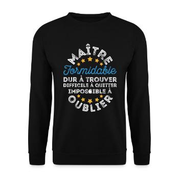 cadeau fin d'année Cadeau maitre d'école - Sweat-shirt Unisexe - noir - Devant - Alina (178cm) & Michal (187cm)