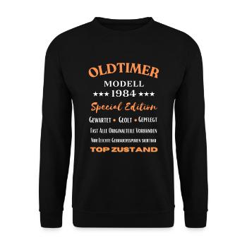 40.Geburtstag Oldtimer, 1984 - Unisex Pullover - Schwarz - Vorne - Alina (178cm) & Michal (187cm)