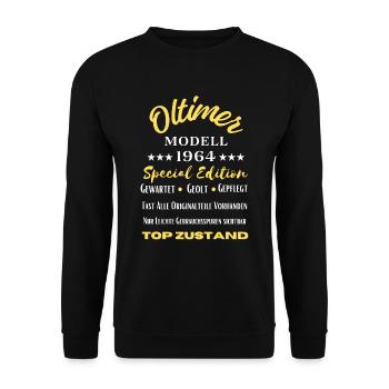 60.Geburtstag Oldtimer, 1964 - Unisex Pullover - Schwarz - Vorne - Alina (178cm) & Michal (187cm)