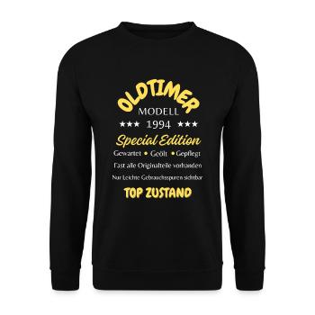 30.Geburtstag Oldtimer, 1994 - Unisex Pullover - Schwarz - Vorne - Alina (178cm) & Michal (187cm)