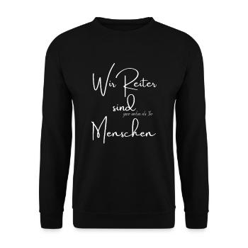 Wir Reiter sind Menschen - Unisex Pullover - Schwarz - Vorne - Alina (178cm) & Michal (187cm)