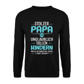 Stolzer Papa - Unisex Pullover - Schwarz - Vorne - Alina (178cm) & Michal (187cm)