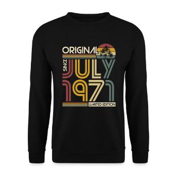 Jahrgang Juli 1971 geboren Original 1971 Retro - Unisex Pullover - Schwarz - Vorne - Alina (178cm) & Michal (187cm)