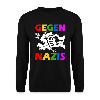 Gegen nazis - Unisex Pullover - Schwarz - Vorne - Alina (178cm) & Michal (187cm)
