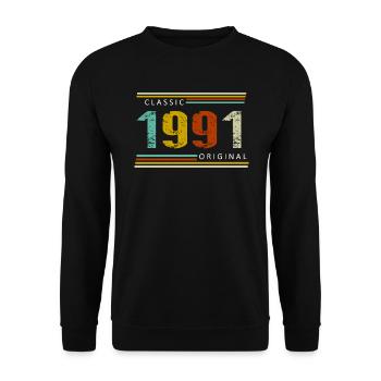 Birthday, Classic of 1991 Original, Retro - Unisex Sweatshirt - black - Front - Alina (178cm) & Michal (187cm)