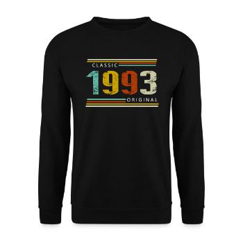 Geburtstag, Classique de 1993 Original, Rétro - Sweat-shirt Unisexe - noir - Devant - Alina (178cm) & Michal (187cm)