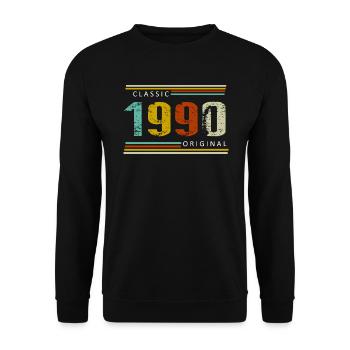 Birthday, Classic of 1990 Original, Retro - Unisex Sweatshirt - black - Front - Alina (178cm) & Michal (187cm)