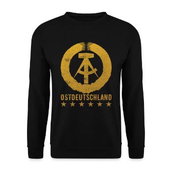DDR Osten Ostdeutschland Geschenk - Unisex Pullover - Schwarz - Vorne - Alina (178cm) & Michal (187cm)