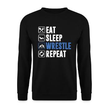 Eat Sleep Wrestle Fighting Wrestling Wrestler Gift - Unisex Sweatshirt - black - Front - Alina (178cm) & Michal (187cm)