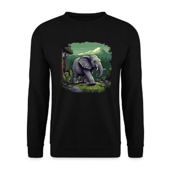 Elephant Africa Asia Animal Baby Elephant - Unisex Sweatshirt - black - Front - Alina (178cm) & Michal (187cm)