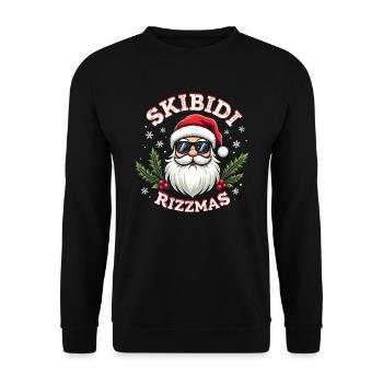 Weihnachtsmann mit Sonnenbrille Skibidi Rizzmas - Unisex Pullover - Schwarz - Vorne - Alina (178cm) & Michal (187cm)
