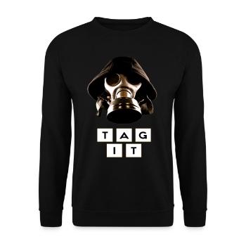 Graffiti Urban Style mit Gasmaske - Tag It - Unisex Pullover - Schwarz - Vorne - Alina (178cm) & Michal (187cm)