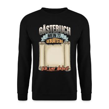 77. Geburtstag Gästebuch - Unisex Pullover - Schwarz - Vorne - Alina (178cm) & Michal (187cm)