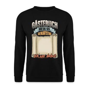 99. Geburtstag Gästebuch - Unisex Pullover - Schwarz - Vorne - Alina (178cm) & Michal (187cm)