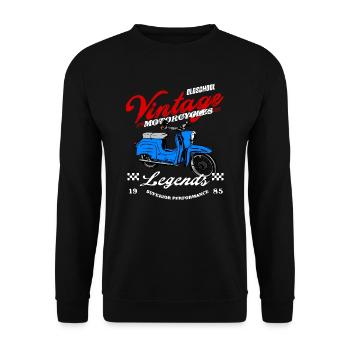 Mobylette Mokick Mobylette Simson Schwalbe Culte - Sweat-shirt Unisexe - noir - Devant - Alina (178cm) & Michal (187cm)