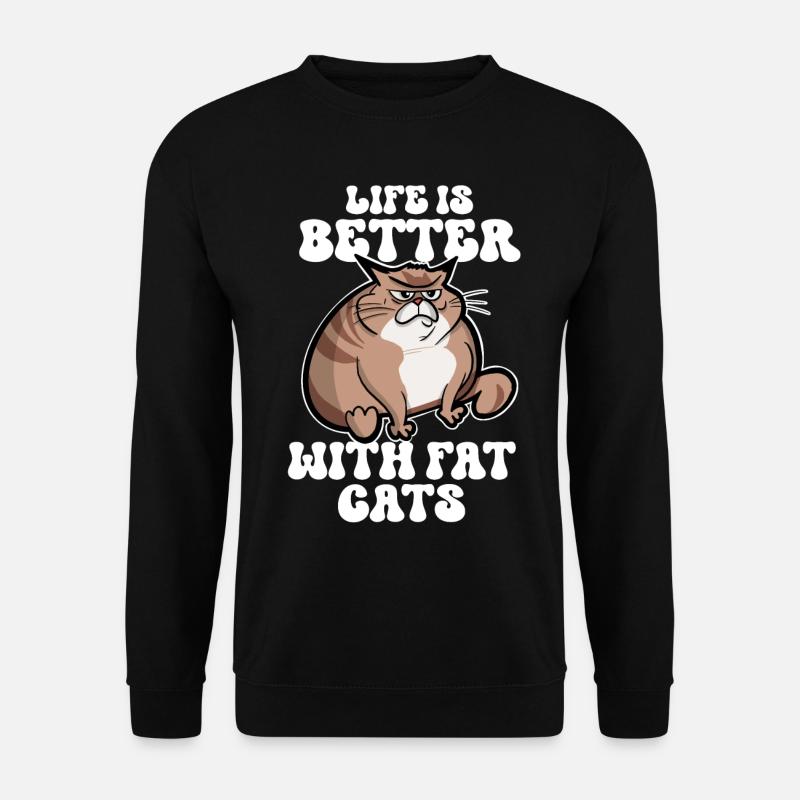 Dicke Katze Lustige Sprüche - Unisex Pullover - Schwarz