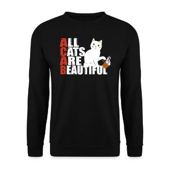 All cats are beautiful Spruch Katze Fun - Unisex Pullover - Schwarz - Vorne - Alina (178cm) & Michal (187cm)