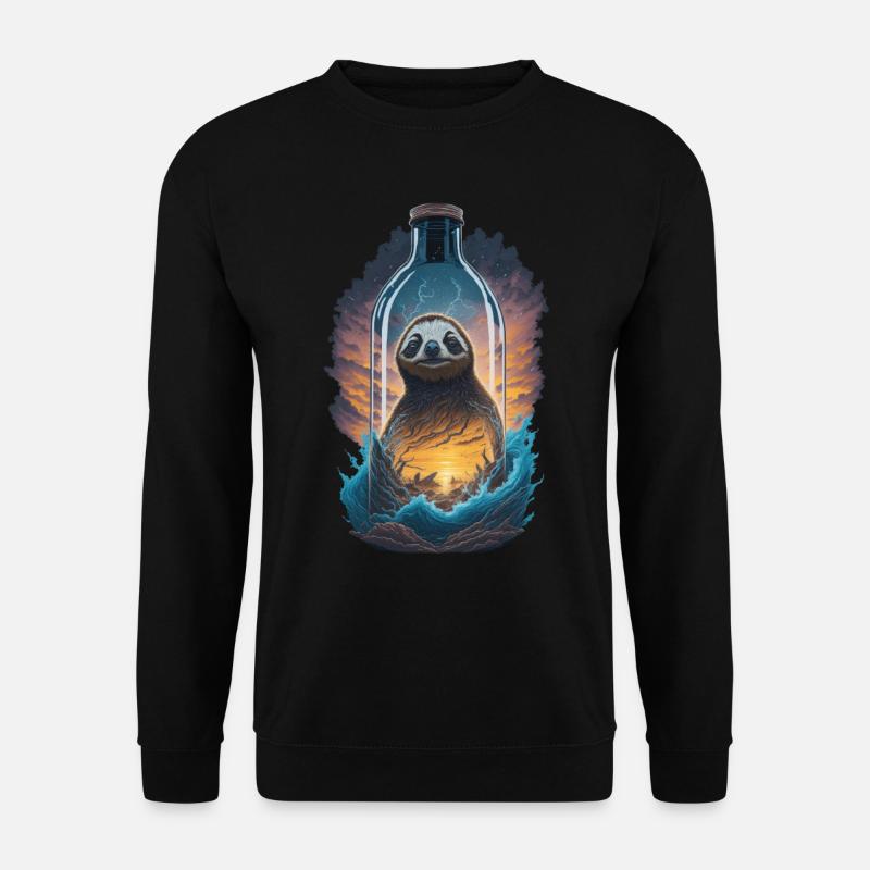 Faultier Sonnenuntergang Wasser Flasche - Unisex Pullover - Schwarz
