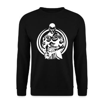 Tribal Boxer / Fighter Logo Tattoo Design - Sweat-shirt Unisexe - noir - Devant - Alina (178cm) & Michal (187cm)