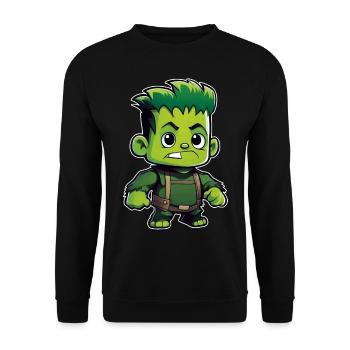 Cute green monster - Unisex Sweatshirt - black - Front - Alina (178cm) & Michal (187cm)